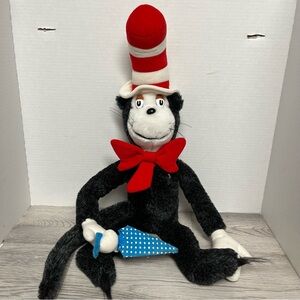 Vintage 1983 Dr. Seuss Cat In The Hat 25” Plush Coleco Stuffed w/ Umbrella